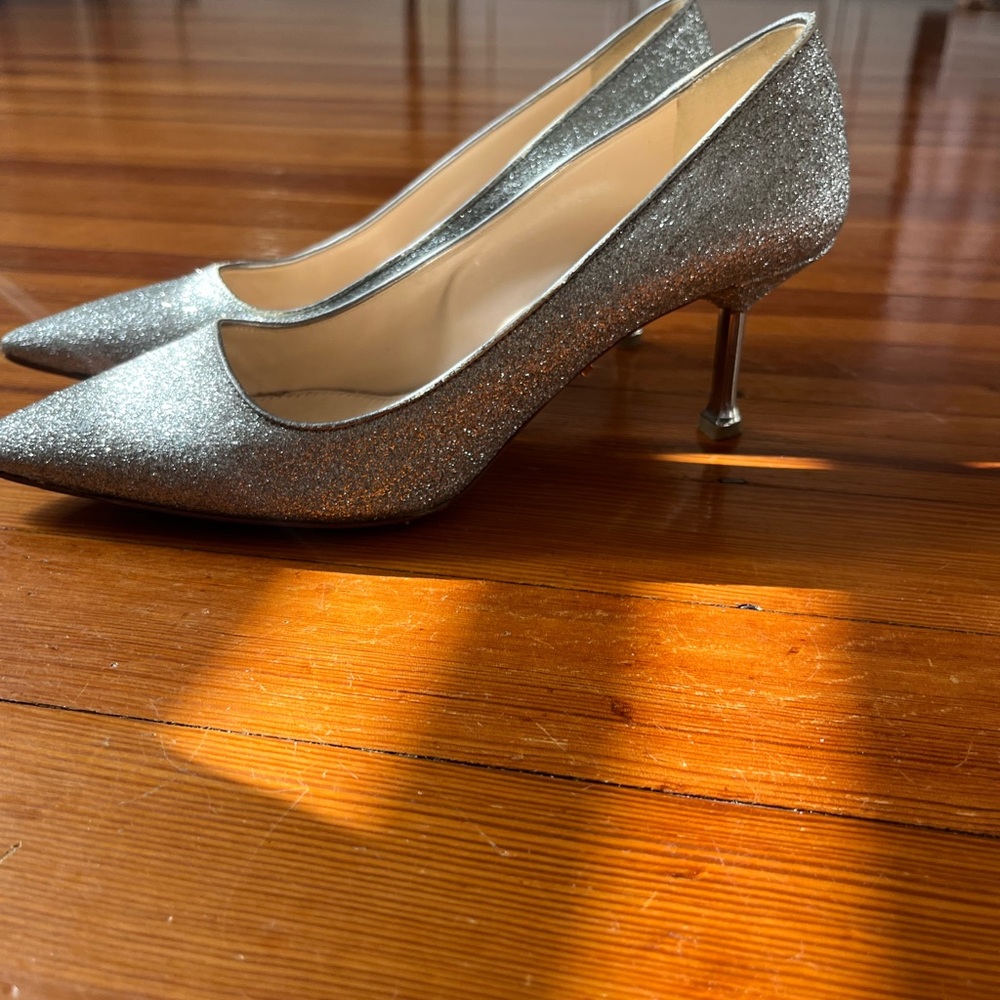 Prada Sparkling Silver Heels